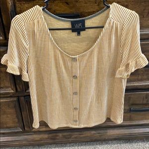 Mustard yellow & white stripe top.